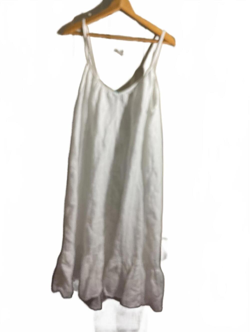 Wodemaya White Linen Sleeveless Dress with Ruffle Hem Made in Italy L/XL - Picture 6 of 7